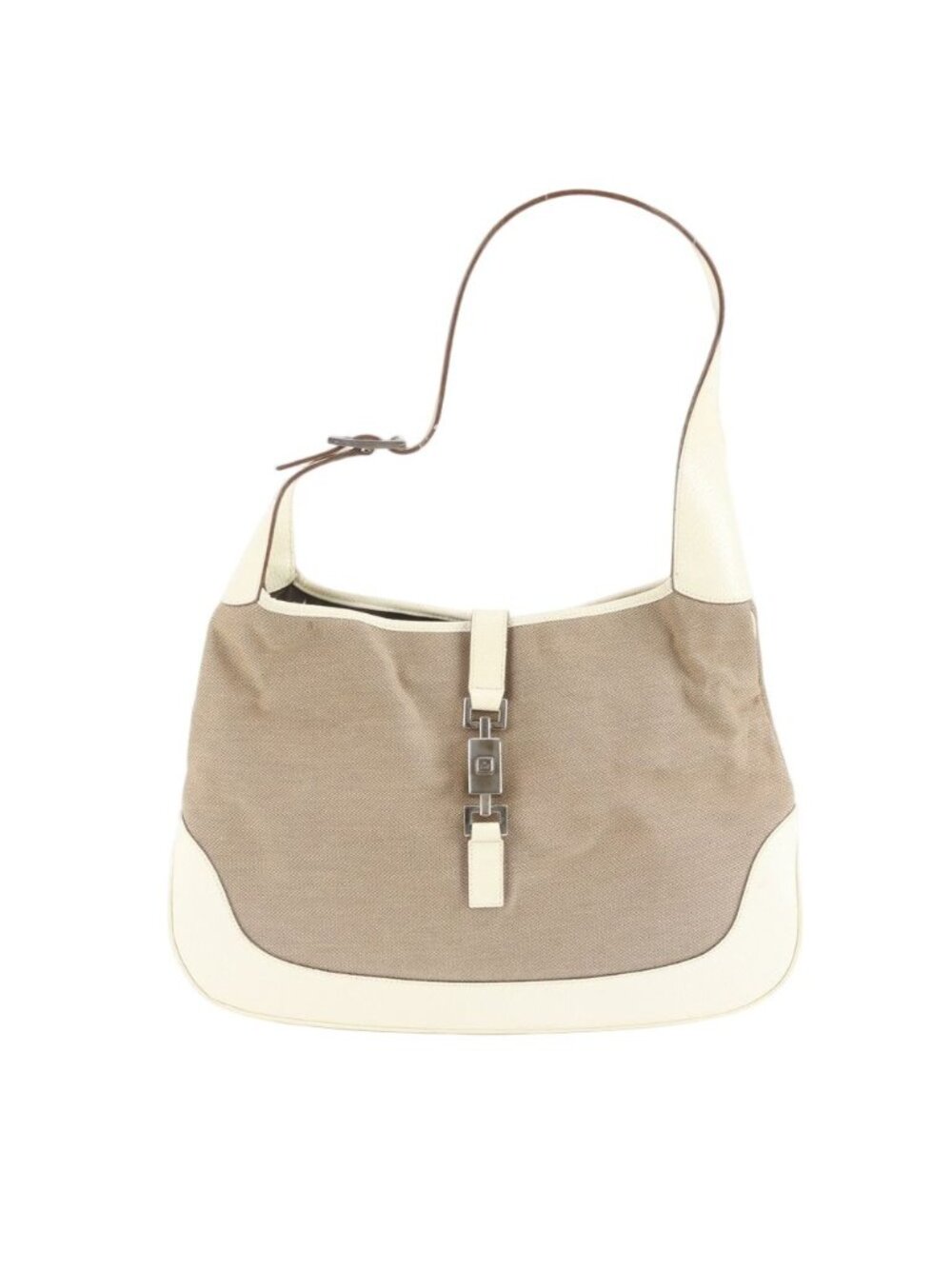 Gucci Jackie 001 Leather Shoulder Bag Tote Silver Hand Ree - Picture 1 of 9